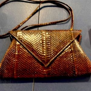Vintage Brown Snake Geometric Handbag